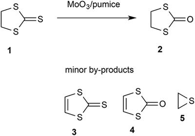 Gas-Phase Conversion of 1,3-Dithiolane-2-Thione Into 1,3-Dithiolan-2-One Over Molybdenum Trioxide